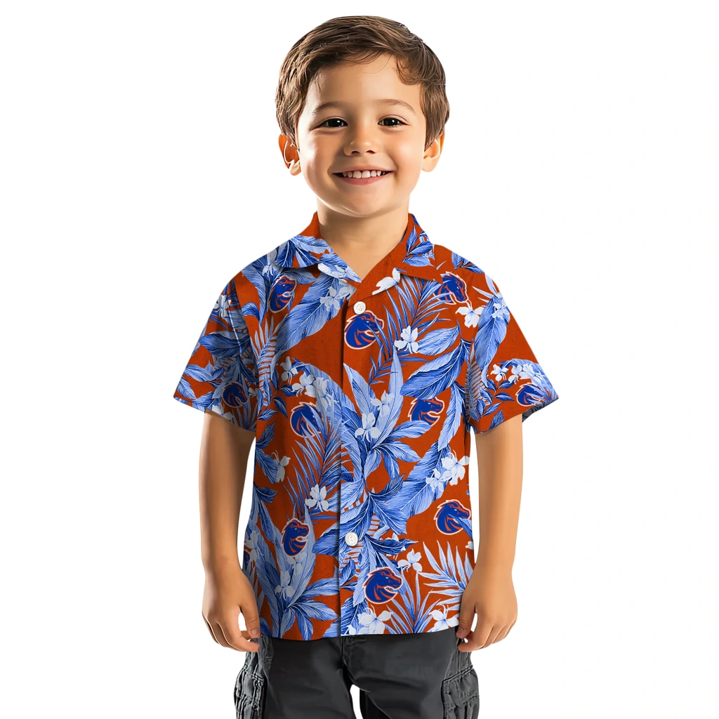 Boise State Broncos Hawaiian Shirt - Palm Leaves boise state broncos palm leaves orange hawaiian shirts top rated