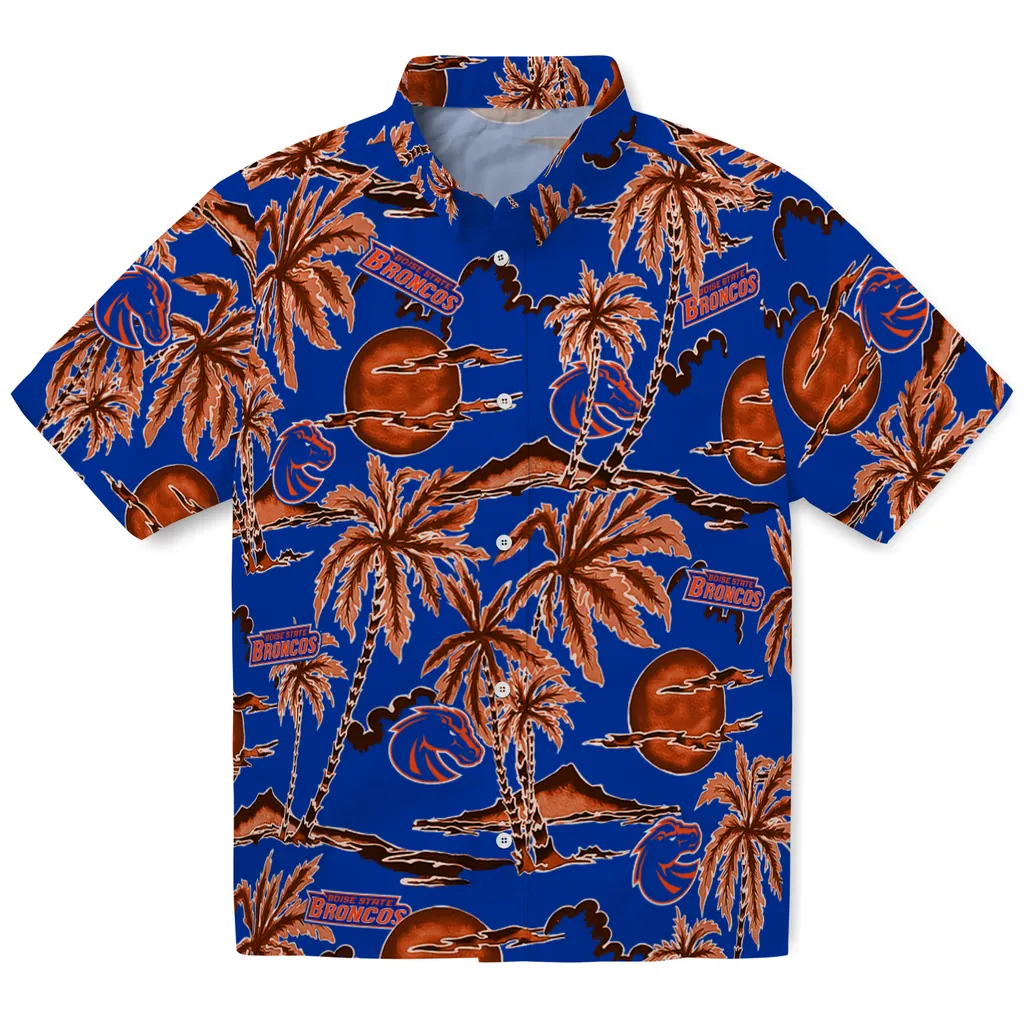 Boise State Broncos Hawaiian Shirt - Palm Sunset boise state broncos palm sunset hawaiian shirts best selling