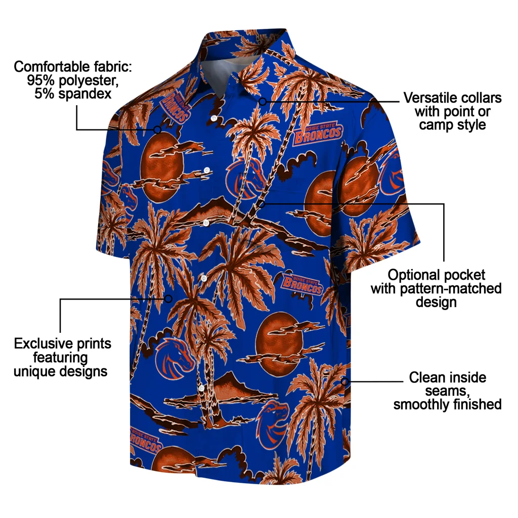 Boise State Broncos Hawaiian Shirt - Palm Sunset boise state broncos palm sunset hawaiian shirts new arrival
