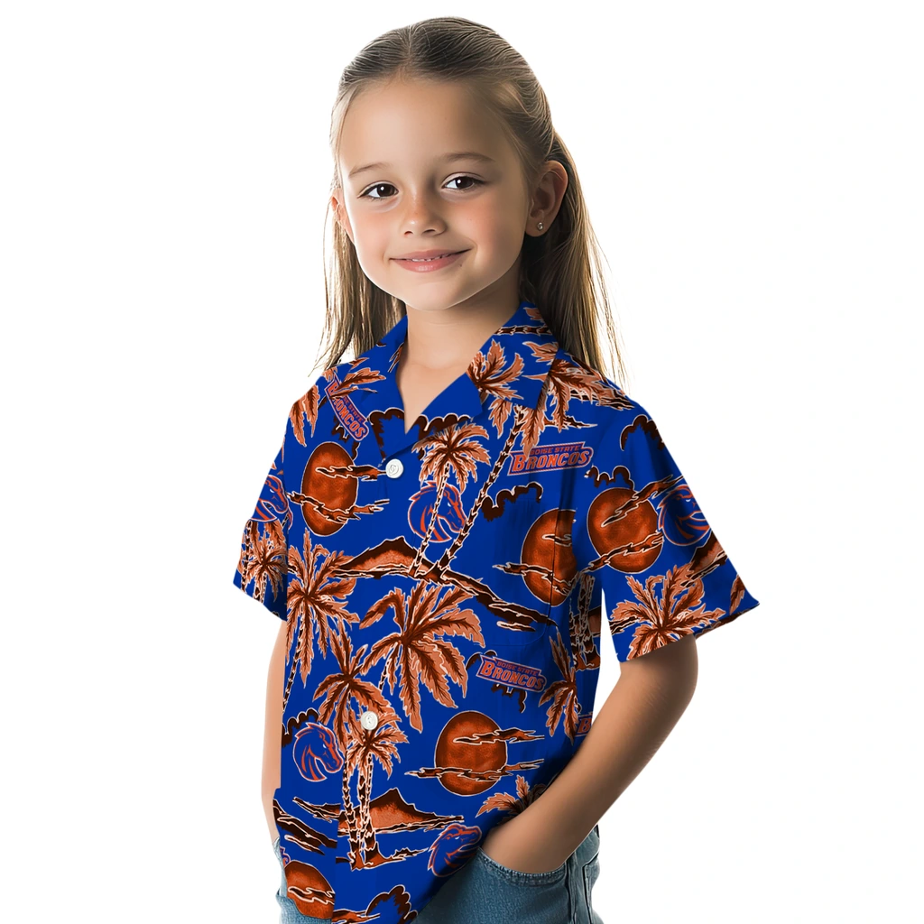 Boise State Broncos Hawaiian Shirt - Palm Sunset boise state broncos palm sunset hawaiian shirts premium grade