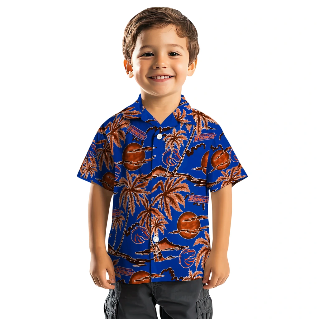 Boise State Broncos Hawaiian Shirt - Palm Sunset boise state broncos palm sunset hawaiian shirts top rated