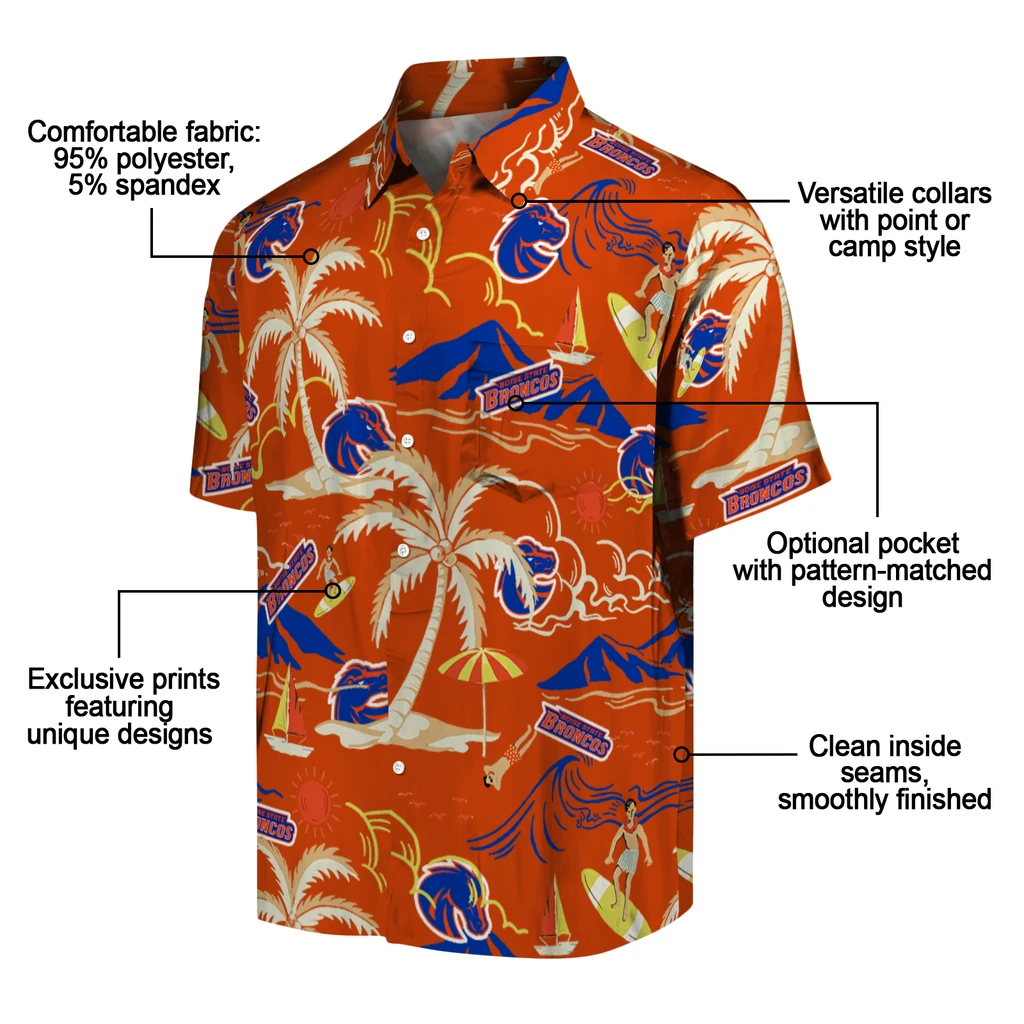 Boise State Broncos Hawaiian Shirt - Palm Tree Island boise state broncos palm tree island orange hawaiian shirts new arrival