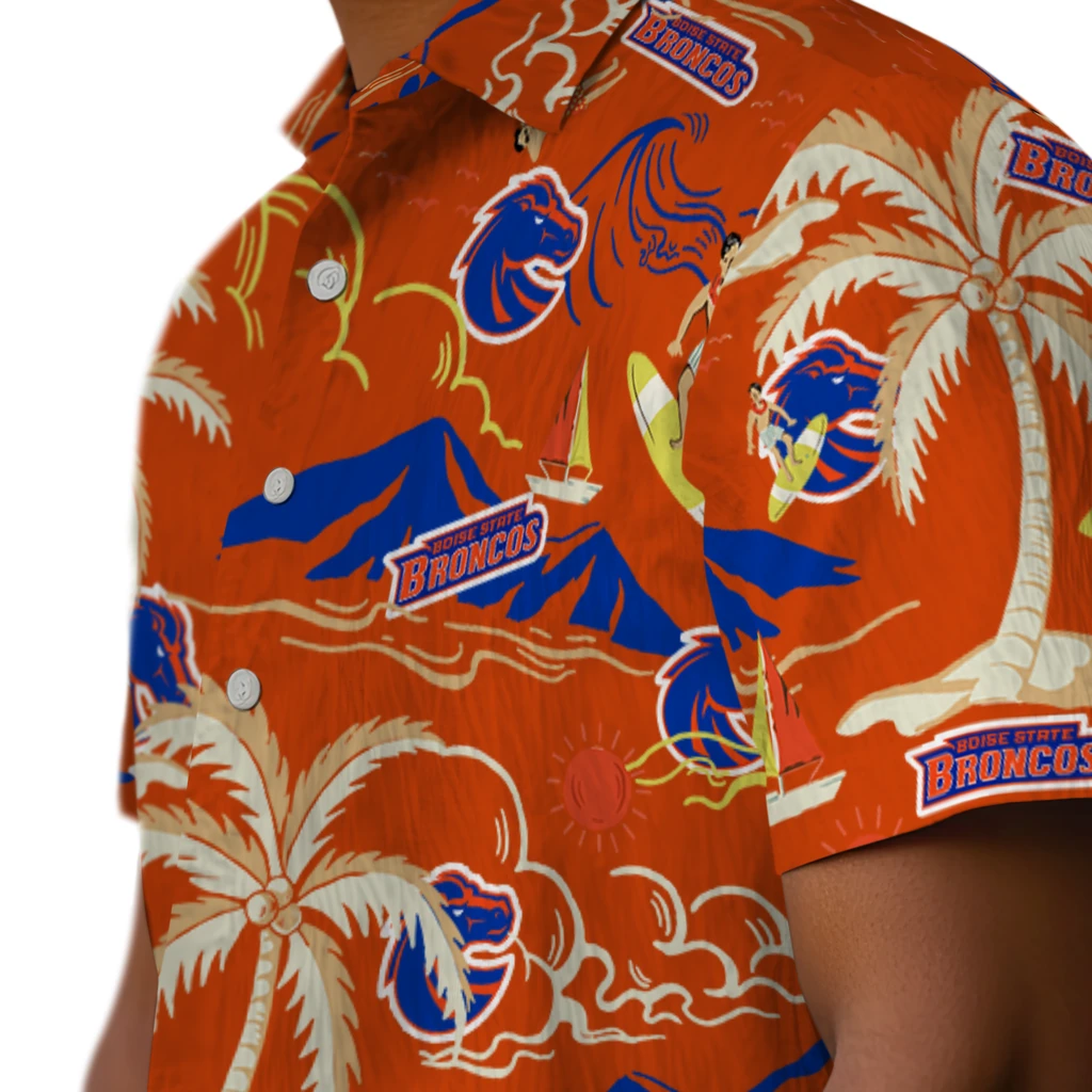 Boise State Broncos Hawaiian Shirt - Palm Tree Island boise state broncos palm tree island orange hawaiian shirts trendy