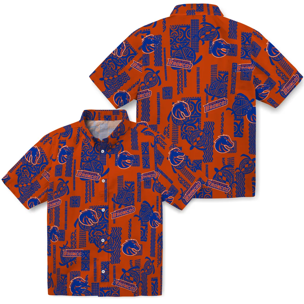 Boise State Broncos Hawaiian Shirt - Turtle Lines boise state broncos turtle lines orange hawaiian shirts high quality