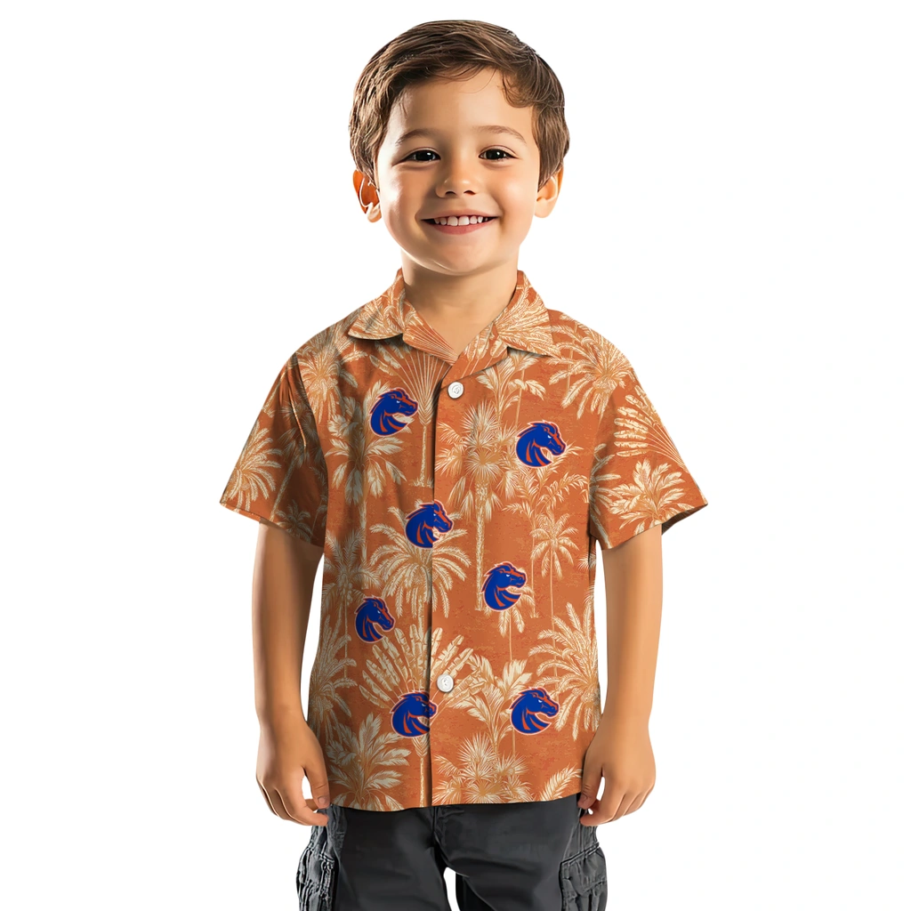 Boise State Broncos Hawaiian Shirt - Vintage Palm Tree boise state broncos palm shadows orange hawaiian shirts top rated