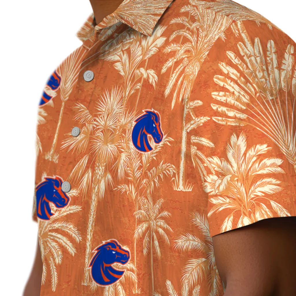Boise State Broncos Hawaiian Shirt - Vintage Palm Tree boise state broncos palm shadows orange hawaiian shirts trendy