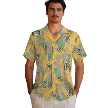 boston bruins anthurium overlay gold hawaiian shirts fashion forward