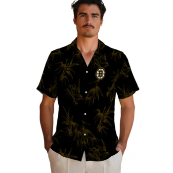 boston bruins bamboo branches gold black hawaiian shirts fashion forward