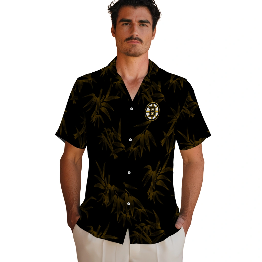 Boston Bruins Hawaiian Shirt - Bamboo Branches boston bruins bamboo branches gold black hawaiian shirts fashion forward