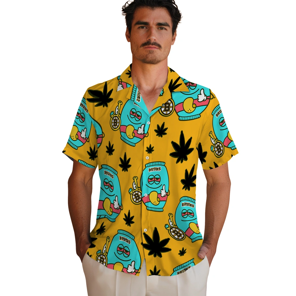 Boston Bruins Hawaiian Shirt - Chill Vibe boston bruins bong smile gold hawaiian shirts fashion forward