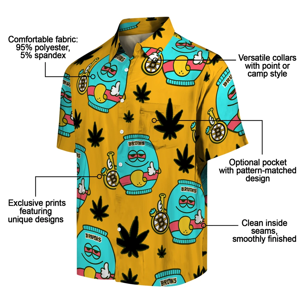 Boston Bruins Hawaiian Shirt - Chill Vibe boston bruins bong smile gold hawaiian shirts new arrival