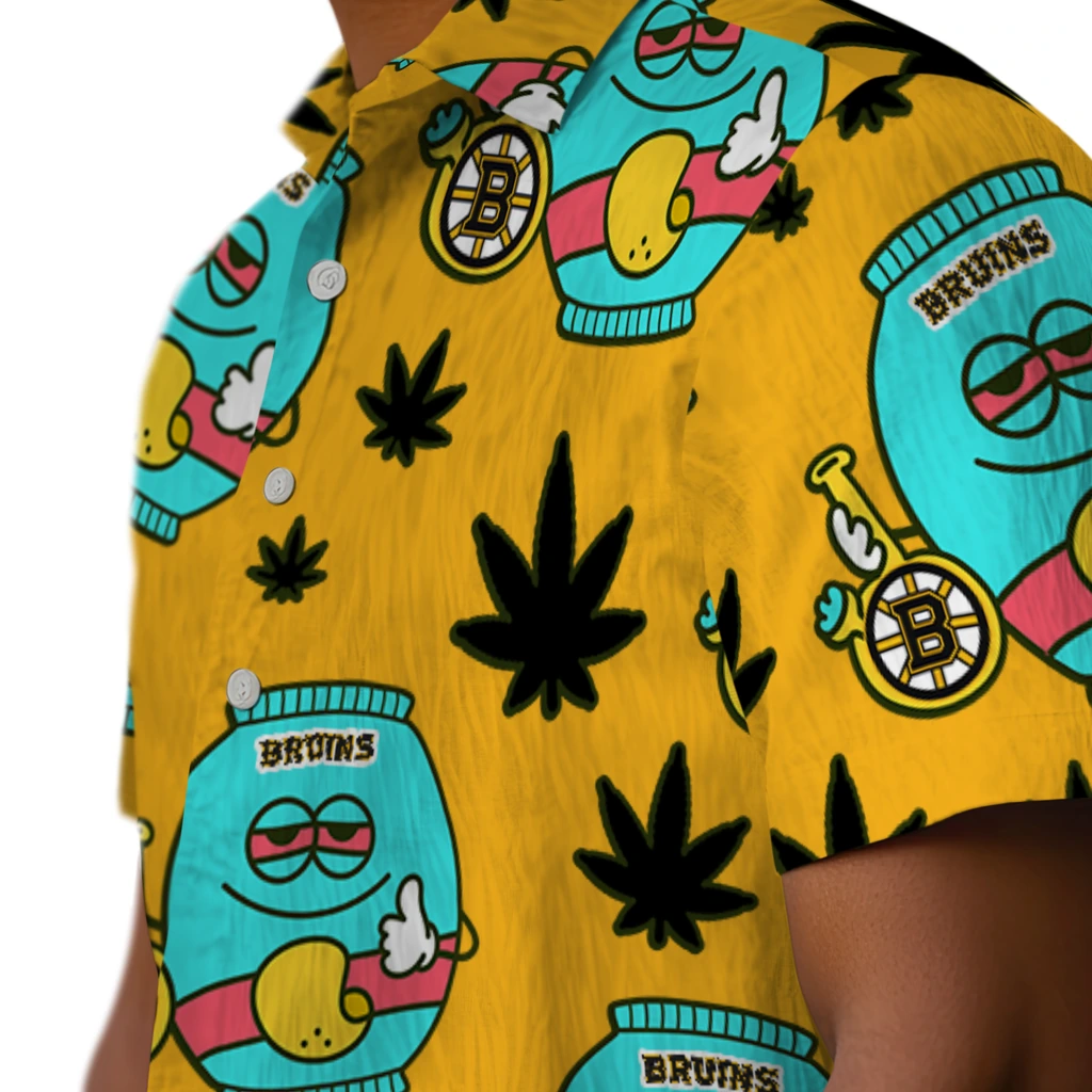 Boston Bruins Hawaiian Shirt - Chill Vibe boston bruins bong smile gold hawaiian shirts trendy