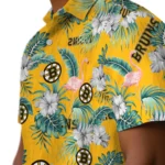 Boston Bruins Hawaiian Shirt – Flamingo and Hibiscus