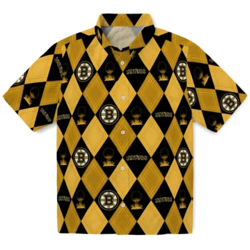 boston bruins balloon plaid gold hawaiian shirts best selling