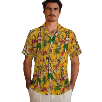 boston bruins hawaiian girls design gold hawaiian shirts fashion forward