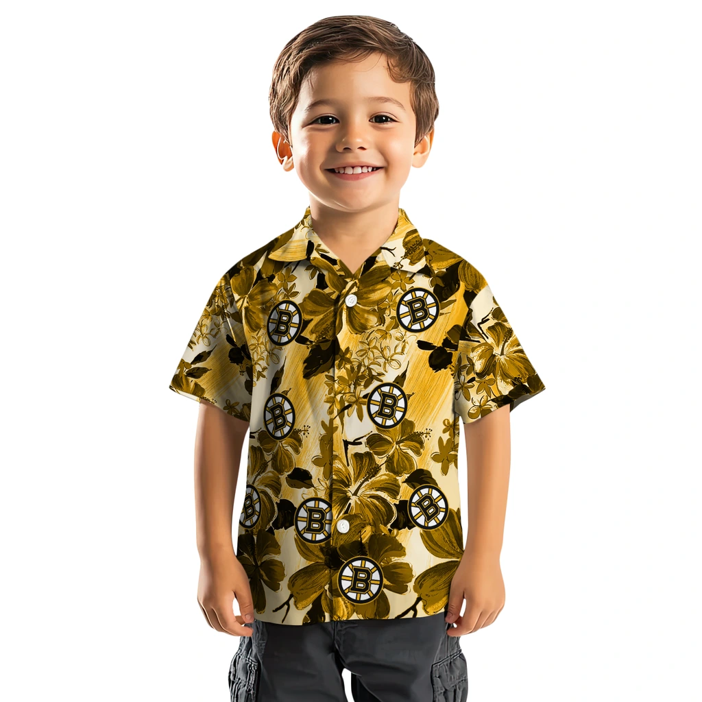 Boston Bruins Hawaiian Shirt - Hibiscus Arrangement boston bruins hibiscus arrangement gold hawaiian shirts top rated