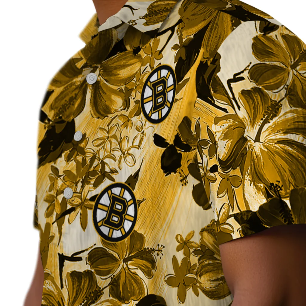 Boston Bruins Hawaiian Shirt - Hibiscus Arrangement boston bruins hibiscus arrangement gold hawaiian shirts trendy