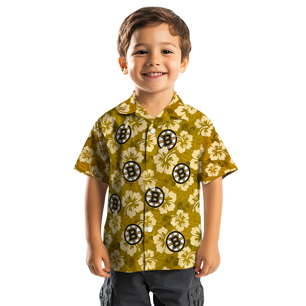 Boston Bruins Hawaiian Shirt - Hibiscus Cluster boston bruins hibiscus cluster gold hawaiian shirts top rated