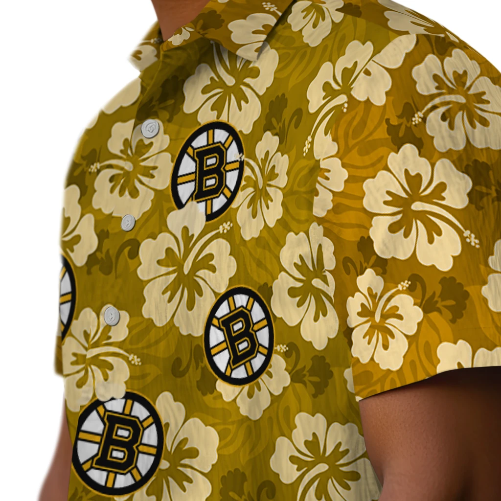 Boston Bruins Hawaiian Shirt - Hibiscus Cluster boston bruins hibiscus cluster gold hawaiian shirts trendy
