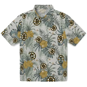 boston bruins hibiscus designs beige hawaiian shirts best selling