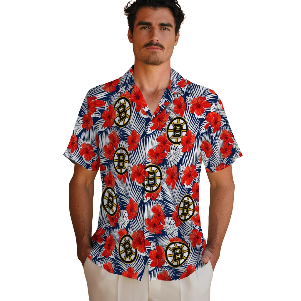 Boston Bruins Hawaiian Shirt - Hibiscus Fiesta boston bruins hibiscus fiesta red royal blue hawaiian shirts fashion forward