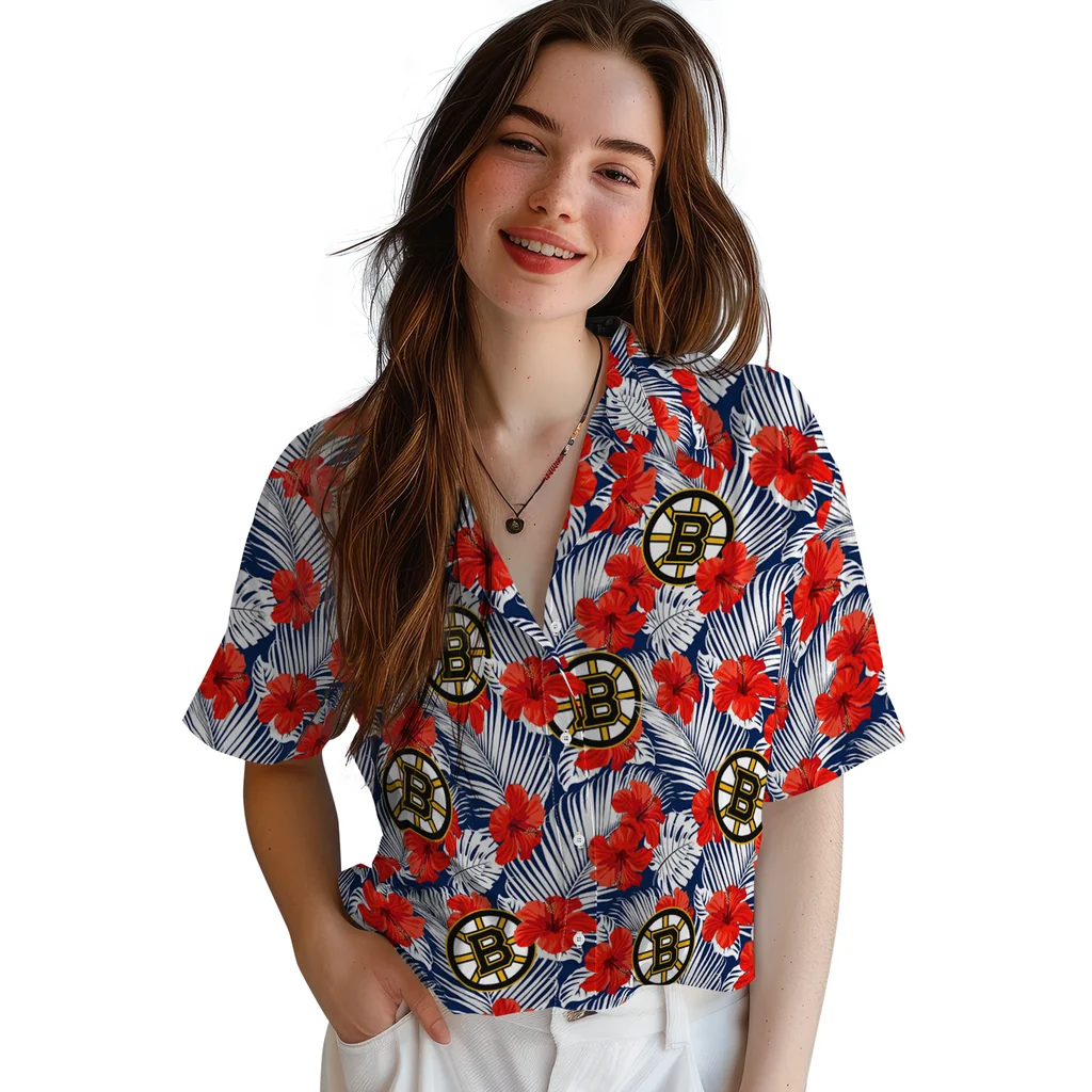 Boston Bruins Hawaiian Shirt - Hibiscus Fiesta boston bruins hibiscus fiesta red royal blue hawaiian shirts latest model