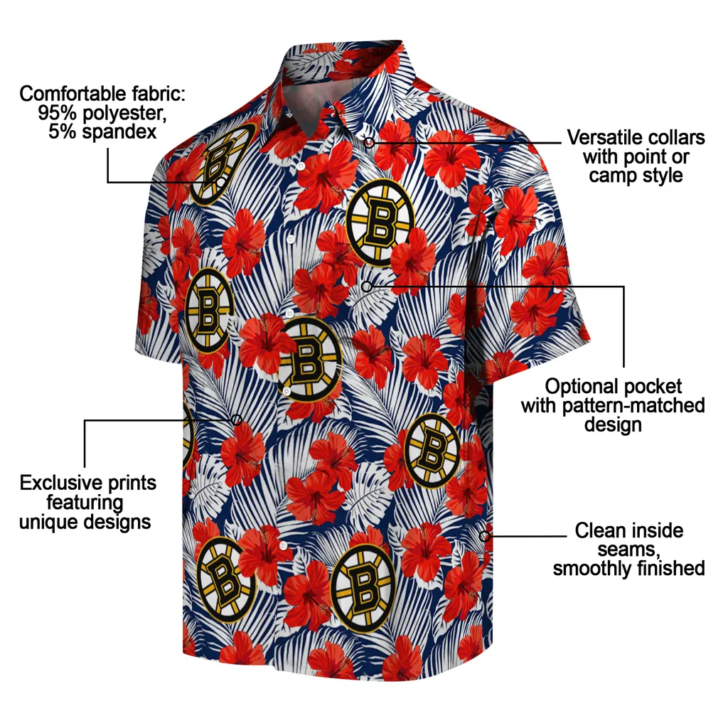 Boston Bruins Hawaiian Shirt - Hibiscus Fiesta boston bruins hibiscus fiesta red royal blue hawaiian shirts new arrival