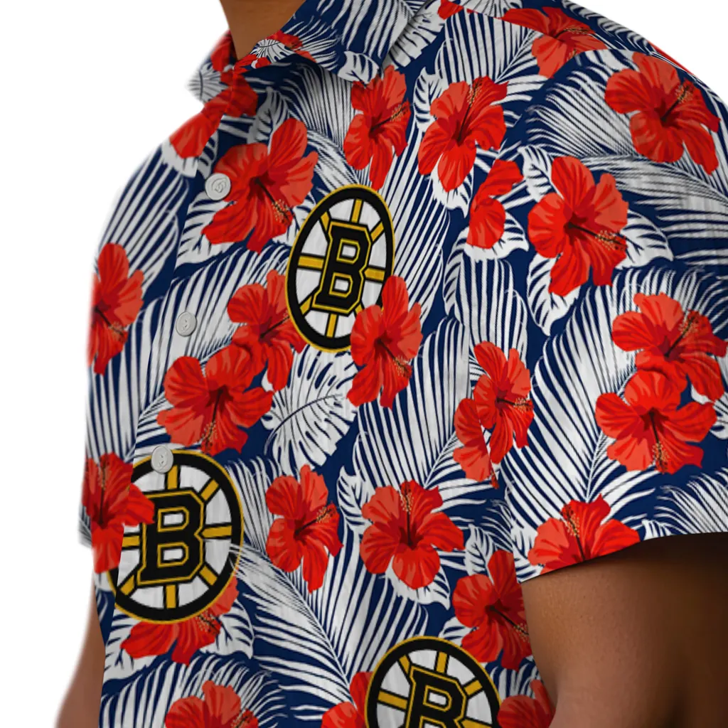 Boston Bruins Hawaiian Shirt - Hibiscus Fiesta boston bruins hibiscus fiesta red royal blue hawaiian shirts trendy