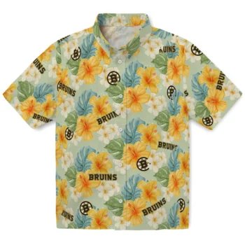boston bruins hibiscus mood pale lime yellow hawaiian shirts best selling