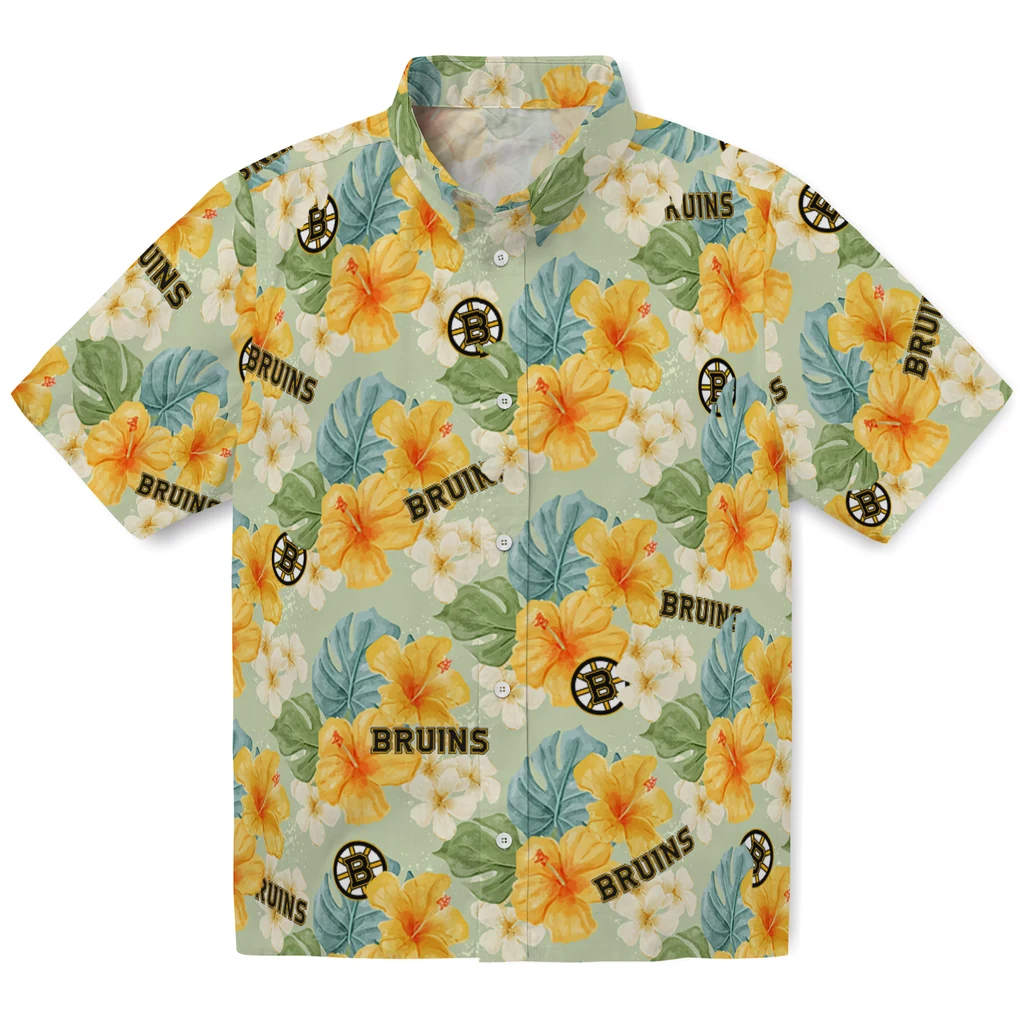 Boston Bruins Hawaiian Shirt - Hibiscus Mood boston bruins hibiscus mood pale lime yellow hawaiian shirts best selling