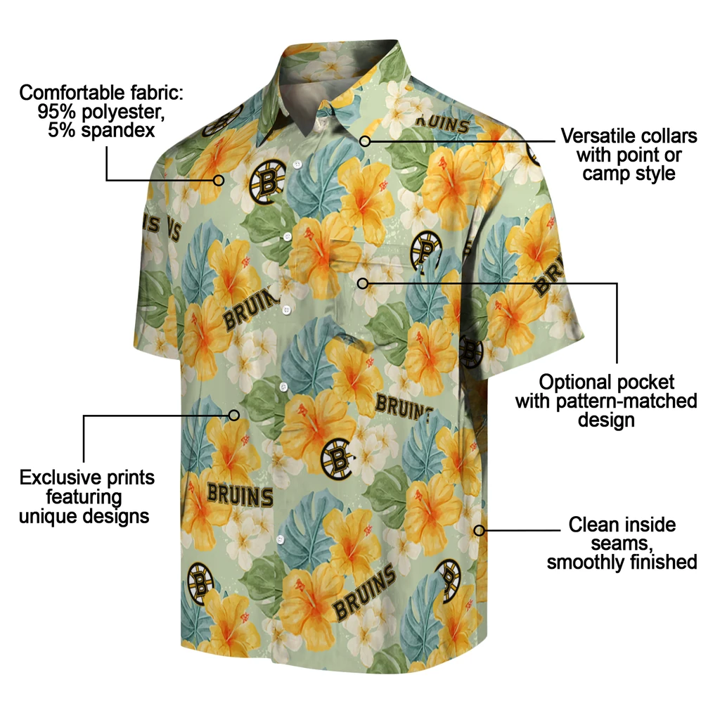Boston Bruins Hawaiian Shirt - Hibiscus Mood boston bruins hibiscus mood pale lime yellow hawaiian shirts new arrival