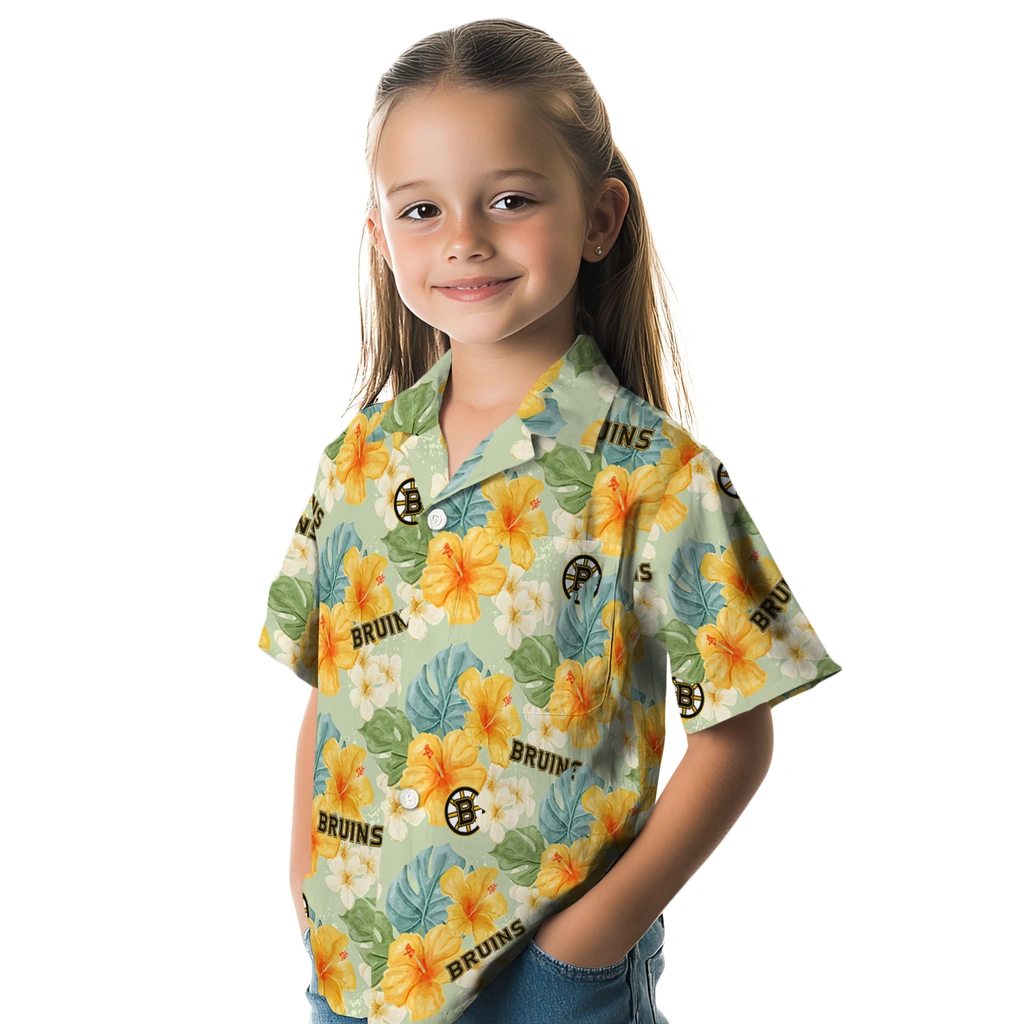 Boston Bruins Hawaiian Shirt - Hibiscus Mood boston bruins hibiscus mood pale lime yellow hawaiian shirts premium grade