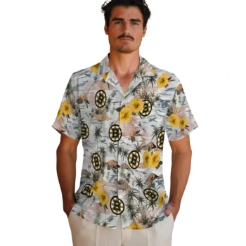boston bruins hibiscus seaside white hawaiian shirts fashion forward
