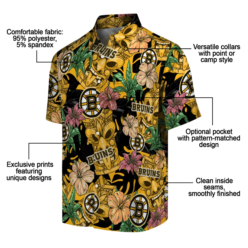 Boston Bruins Hawaiian Shirt - Hibiscus Tiki Jungle boston bruins tiki jungle gold hawaiian shirts new arrival