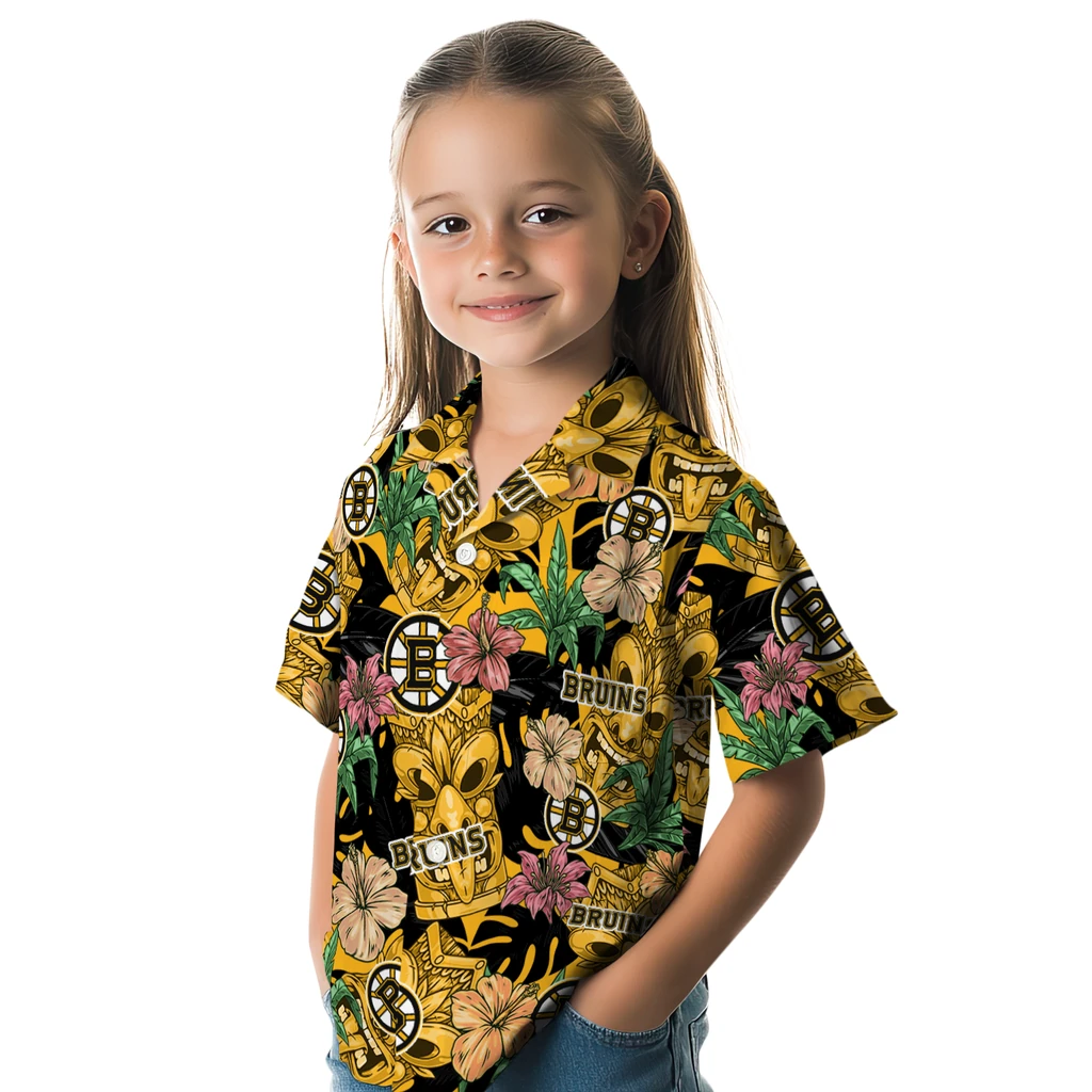 Boston Bruins Hawaiian Shirt - Hibiscus Tiki Jungle boston bruins tiki jungle gold hawaiian shirts premium grade