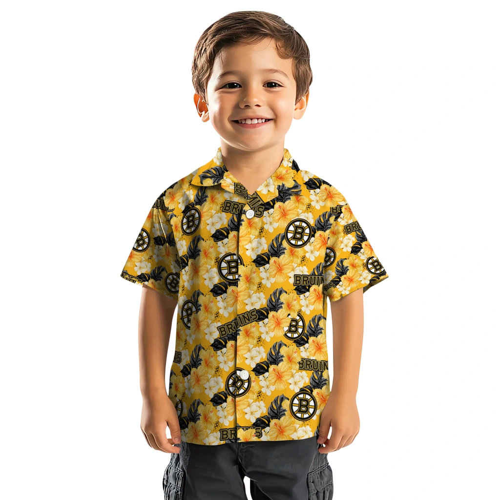 Boston Bruins Hawaiian Shirt - Hibiscus Tropics boston bruins hibiscus tropics gold yellow hawaiian shirts top rated