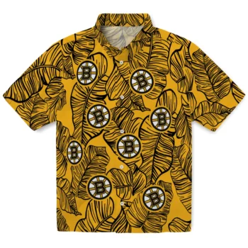 boston bruins leaf outline gold hawaiian shirts best selling