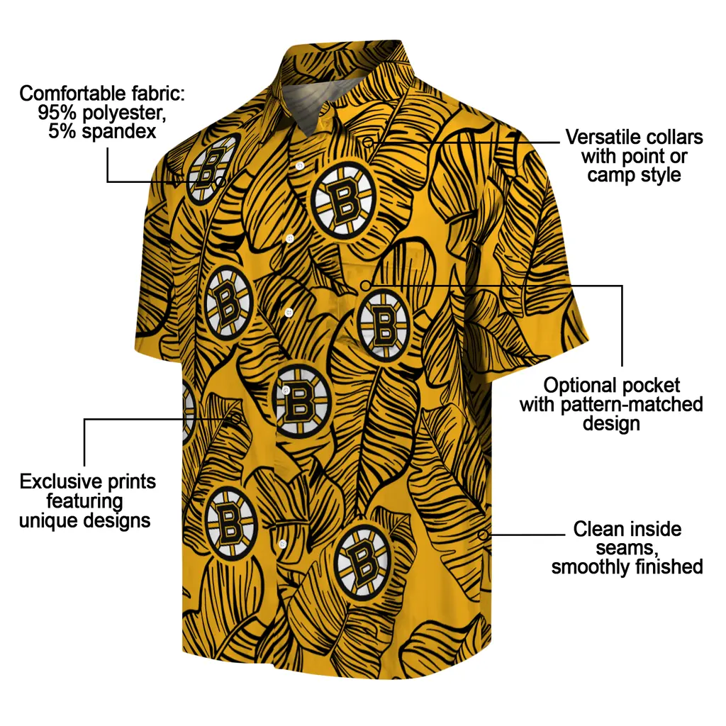 Boston Bruins Hawaiian Shirt - Leaf Outline boston bruins leaf outline gold hawaiian shirts new arrival