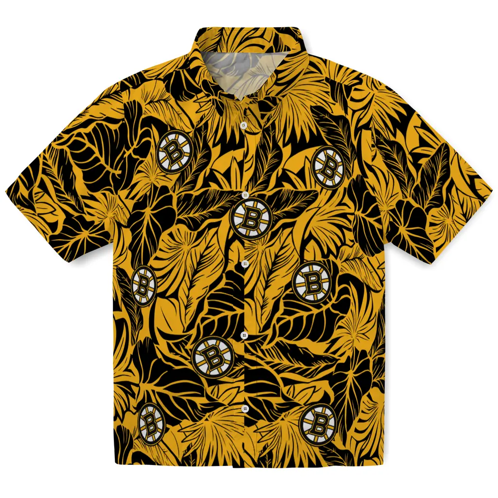 Boston Bruins Hawaiian Shirt - Monstera Layer boston bruins monstera layer gold hawaiian shirts best selling