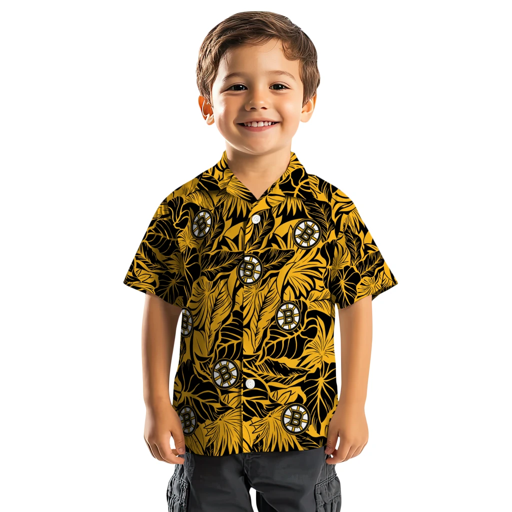 Boston Bruins Hawaiian Shirt - Monstera Layer boston bruins monstera layer gold hawaiian shirts top rated