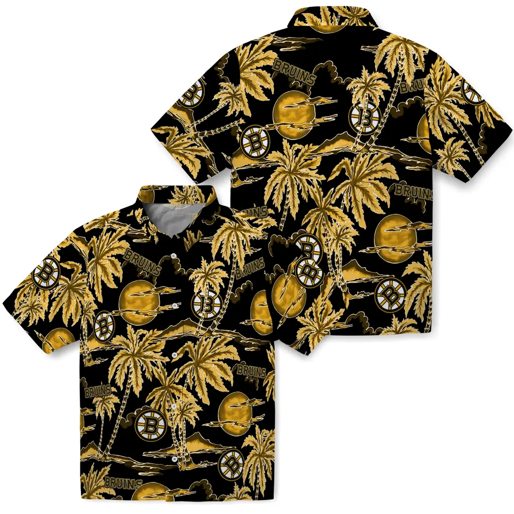 Boston Bruins Hawaiian Shirt - Palm Sunset boston bruins palm sunset hawaiian shirts high quality