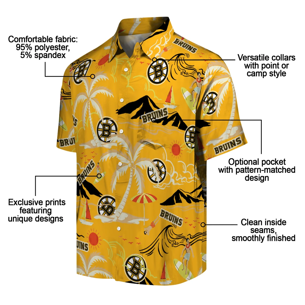 Boston Bruins Hawaiian Shirt - Palm Tree Island boston bruins palm tree island gold hawaiian shirts new arrival