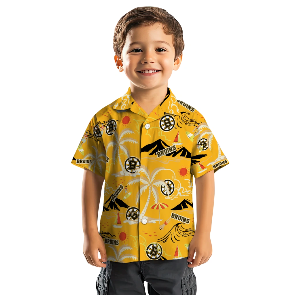 Boston Bruins Hawaiian Shirt - Palm Tree Island boston bruins palm tree island gold hawaiian shirts top rated