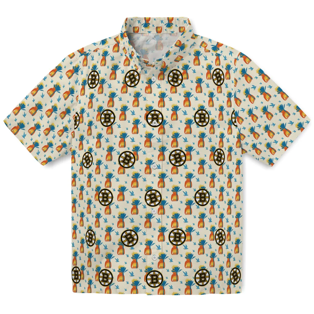 Boston Bruins Hawaiian Shirt - Pineapple Delight boston bruins pineapple delight beige hawaiian shirts best selling