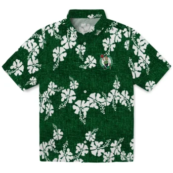 boston celtics hibiscus petals green hawaiian shirts best selling