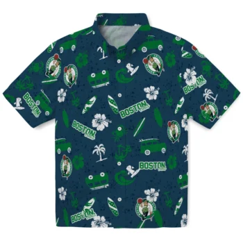 boston celtics beach vibe navy hawaiian shirts best selling