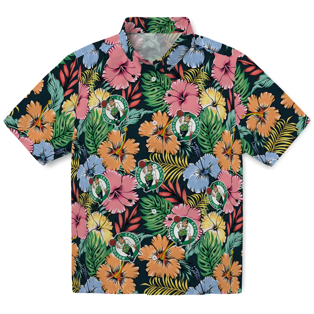 Boston Celtics Hawaiian Shirt - Brilliant Hibiscus Garden boston celtics brilliant hibiscus garden hawaiian shirts best selling