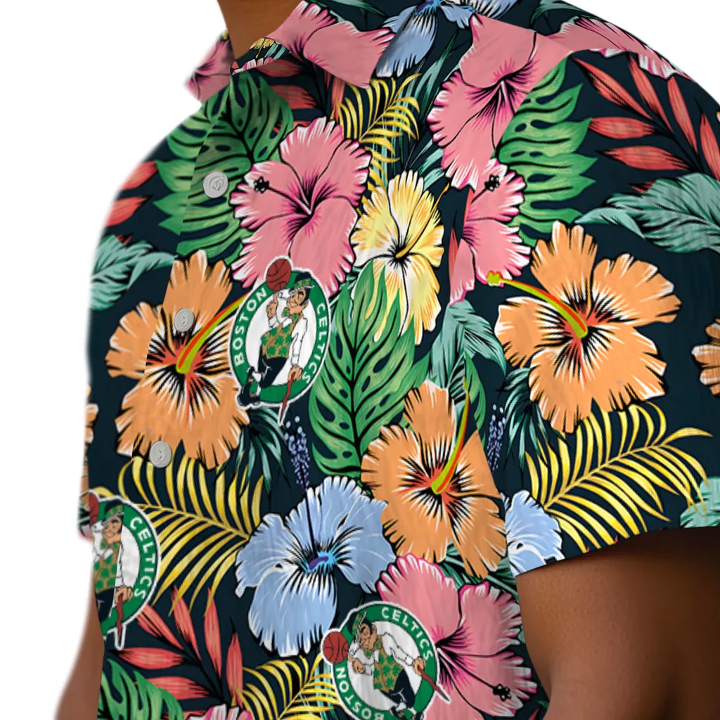 Boston Celtics Hawaiian Shirt - Brilliant Hibiscus Garden boston celtics brilliant hibiscus garden hawaiian shirts trendy