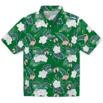 boston celtics flamingo palms green hawaiian shirts best selling