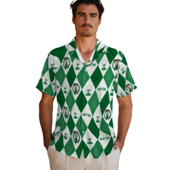 boston celtics balloon plaid green hawaiian shirts fashion forward